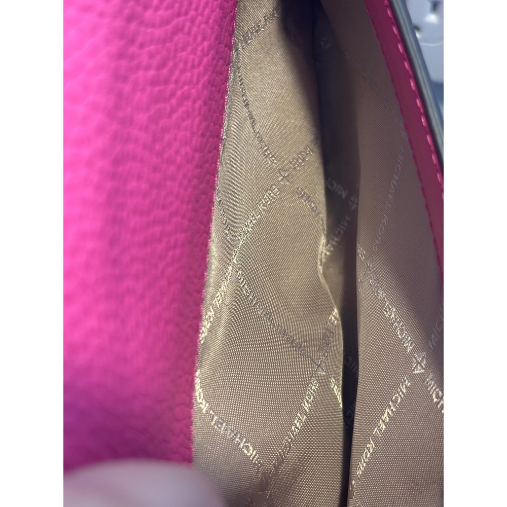 Michael Kors Pink Pebbled Leather Flap Crossbody Bag Gold Hardware - Picture 9 of 9